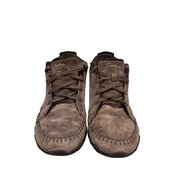 SKECHERS Bikers Lineage Boot‎ Women’s Size 7.5 Choc Suede Mid Top Chukka 44706 - Picture 2 of 9